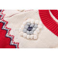 Girl's Knitted Hand Balls and Jacquard Pullover